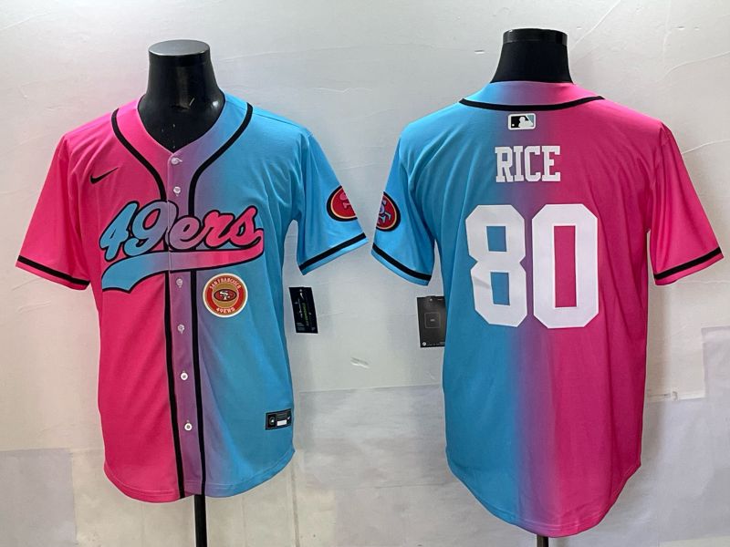 Men 2025 San Francisco 49ers #80 Rice Pink Blue Nike Limited NFL Jersey 013